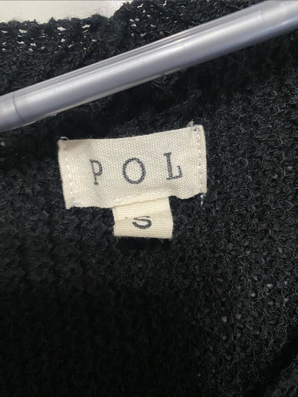 POL Black V-Neck Star Knit Oversized Boxy Sweater Woman’s Small - Picture 3 of 8